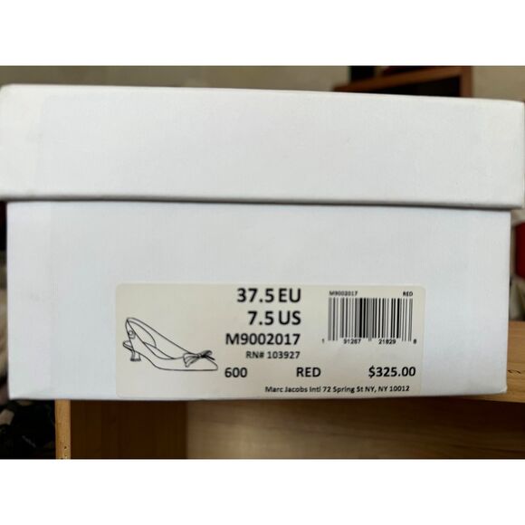 Marc Jacobs Red Patent Leather Sling Back Kitten Heels Size EU 37.5 = US 7 - Picture 4 of 15